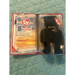 Ty Teenie Beanie Babies 2000 The End Bear McDonalds Happy Meal Toy Sealed Book